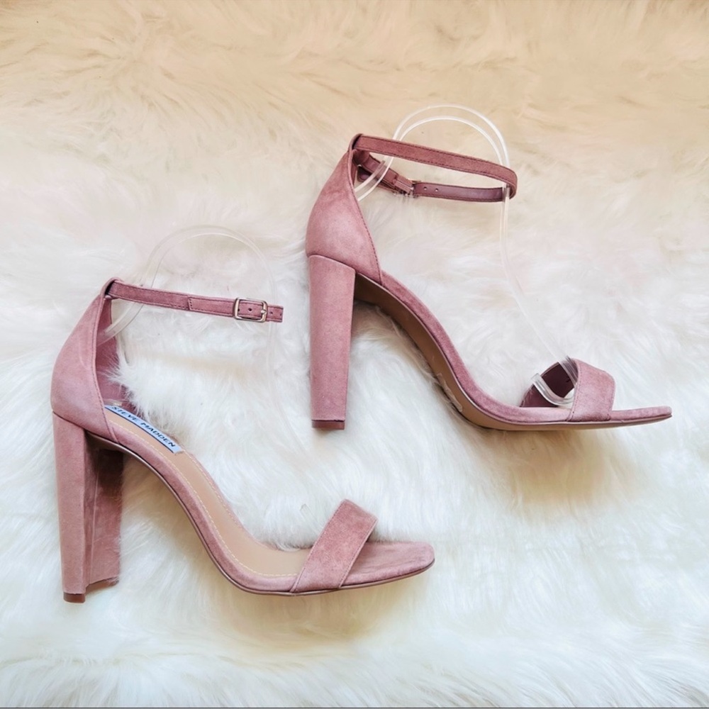 New! Rare STEVE MADDEN Franky Strappy Square Heel Sandals in Mauve - Picture 5 of 8